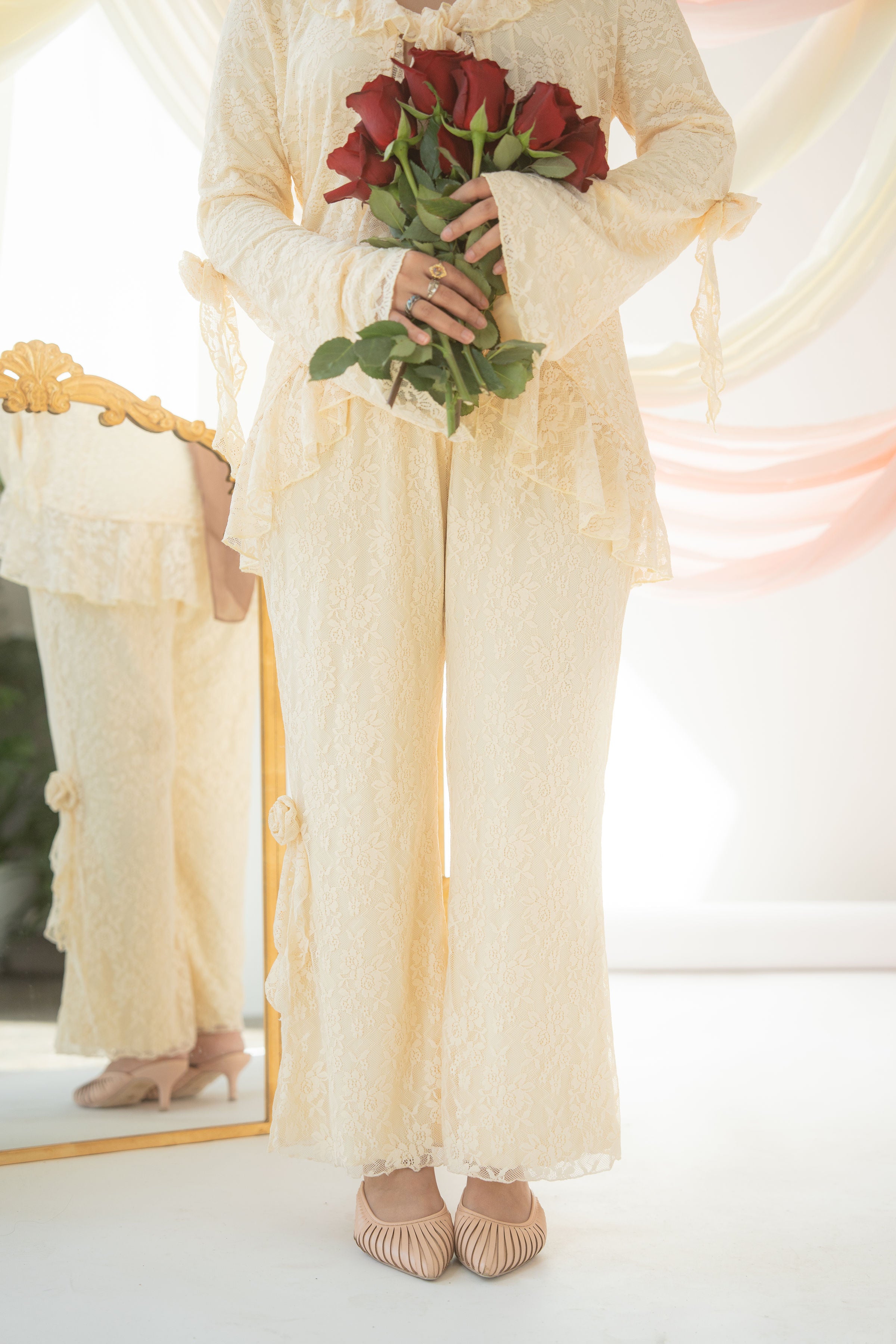 Lillia Lace Pants | Sugar Cookie